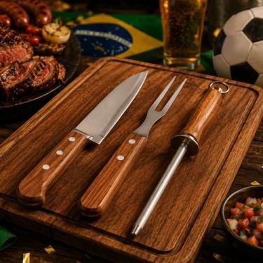 Imagem de Kit churrasco wood com 3 peças - ORIGINAL
