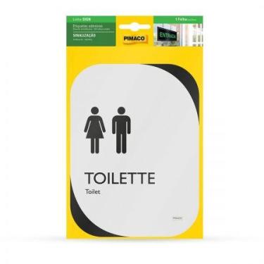 Imagem de Etiqueta sinalização clean Banheiro Unissex 13,8x18,5cm - Pimaco