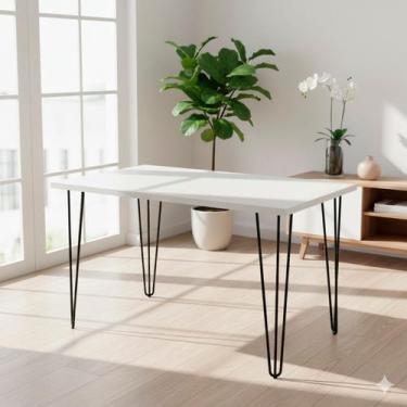 Imagem de Mesa Industrial 128cm x 75cm Hairpin Legs Branco/Tx - REGALE MÓVEIS