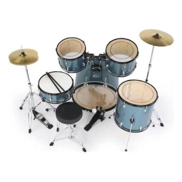 Imagem de Bateria Acústica Completa Vedo Bumbo 22 Pratos E Banco Instrumento Mus