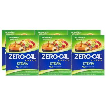 Imagem de 6 Adoçante Zero Cal Stévia Em Pó Sem Glúten 40g 50 saches - Zero-Cal