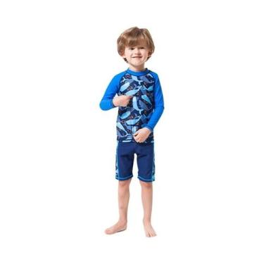 Imagem de Maiô Infantil Com Estampa De Tubarão, Roupa De Banho De 2 Peças Para M