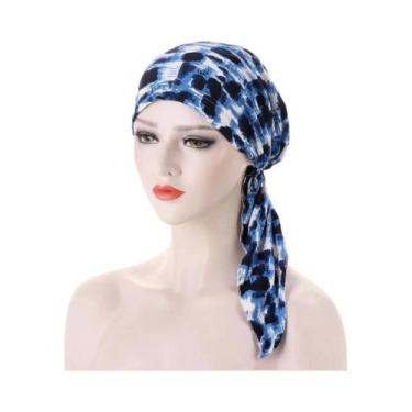 Imagem de Lenço De Cabeça Floral Pré-Amarrado Para Quimioterapia, Turbante Elást