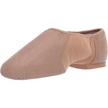 Imagem de Bloch Dance Neo-Flex Sapato feminino de couro e neoprene sem cadarço com sola dividida, Bronzeado, 8 Narrow