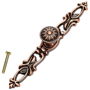 Imagem de 2 pçs/lote de latão porta punho maçanetas retro antigo armário de bronze armário guarda-roupa gaveta móveis cozinha puxar vintage decorativo YYDFPIIA (Color : 2pcs Red Brass)