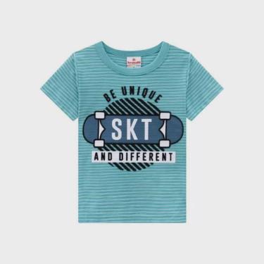 Imagem de Camiseta Brandili Malha Estampa De Skate Infantil - Verde