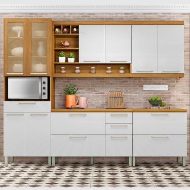 Imagem de Cozinha Completa Nesher Burguesa Premium em MDF com 11 Portas, 5 Gavetas e 11 Prateleiras - 270cm de largura