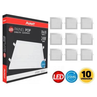 Imagem de Kit 10 Painel Plafon Led De Embutir Quadrado 30cm 24w 6500k Bivolt Emissão De Luz Branca Frio Avant