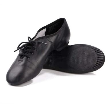Imagem de Bestgift Sapatos de ioga Sapatos de dança para crianças Sapatos de dança com sola macia Sapatilhas de balé sem cadarço adulto Sapatos de pata de gato Preto 38