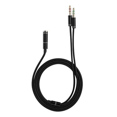 Imagem de Cabo de extensão divisor de fone de ouvido, 3,5 mm fêmea para 3,5 mm adaptador de extensão de áudio macho duplo conversor cabo divisor de fone de ouvido adaptador de fone de ouvido e microfone