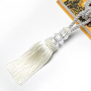 Imagem de 2 peças cortina tieback borla cristal frisado corda pendurada gravata decoração para casa cortinas douradas titular cordão fivela atadura acessórios de quarto, branco, 2 peças