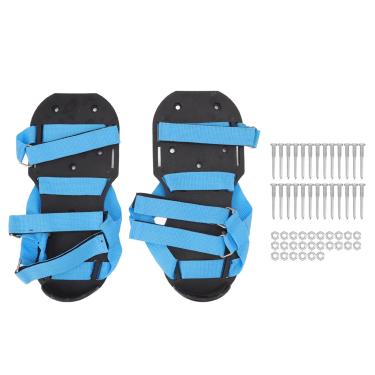 Imagem de Sapatos de aerador de gramado para aerar eficazmente o solo do gramado com 3 fivelas de nylon ajustáveis ​​para um quintal e jardim mais saudáveis, azul