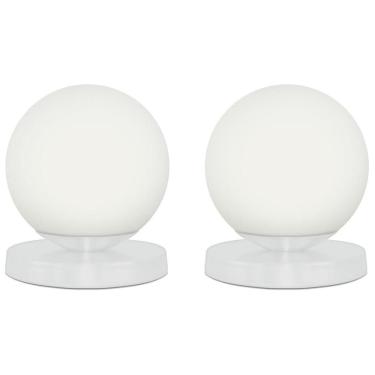 Imagem de Kit 2 Luminárias de mesa Globo Orby Branco Base Redonda
