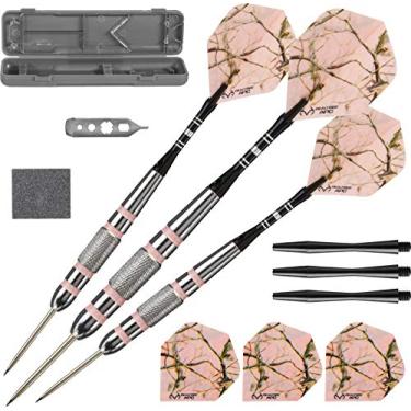 Imagem de Fat Cat by GLD Products Dardos de ponta de aço camuflado rosa Realtree APC com caixa de armazenamento/viagem, 23 gramas, preto