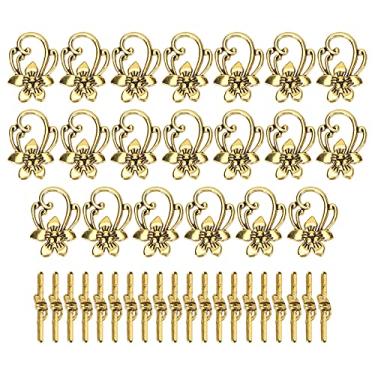 Imagem de 20pcs pulseira mordaça fecho de ouro liga retro molde floral de aço inoxidável acessórios de joias para o artesanato DIY