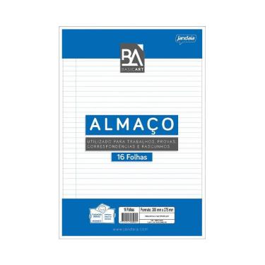 Imagem de Papel Almaço Pautado Jandaia Basic Art com Margem 16 Folhas