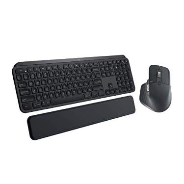 Imagem de Logitech Conjunto de teclado iluminado sem fio MX Keys com mouse sem fio avançado MX Master 3 e apoio para palma MX