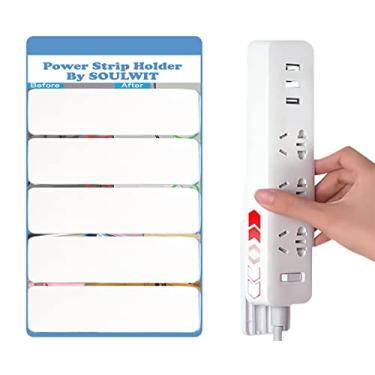 Imagem de Suporte de fita de energia autoadesivo SOULWIT, fixador protetor de surtos para montagem na parede, sistema de gestão de cabos sem perfuração para controle remoto, roteador de computador, cozinha, casa e escritório