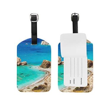 Imagem de Etiqueta de bagagem My Daily Beautiful Beachaches Cyprus, bolsa de couro de poliuretano, etiqueta de bagagem, conjunto de 2 peças