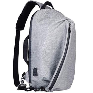 Imagem de Mochila de ombro Bolsa de um ombro Bolsa de viagem de grande capacidade, zíper totalmente oculto nas costas, interface USB externa, fácil de carregar o telefone