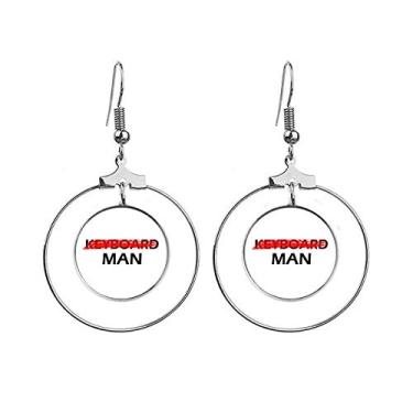 Imagem de Don't Be A Keyboard Man Art Deco, brincos modernos, pendurados, joias, círculos