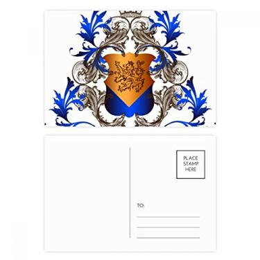 Imagem de Cartão postal com emblema de cavaleiros medievais da Europa, conjunto de cartões postais de aniversário, cartão de agradecimento