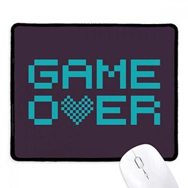 Imagem de Mouse pad Blue Game Over Pixel com borda costurada Tapete de borracha para jogos