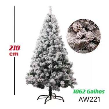 Imagem de Árvore De Natal Luxo Pinheiro Com Neve Nevada Pinha Aw221-2.10M-1062 G