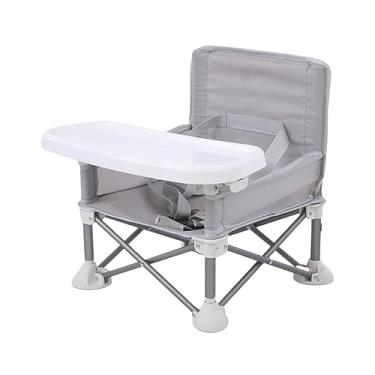 Imagem de Esquirla Assento de bebê impulsionador dobrável crianças comer cadeira de jantar cinto de segurança cadeira de alimentação crianças assento de jantar para, CINZENTO