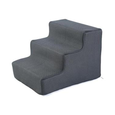 Imagem de Generic Escadas para animais de estimação, rampa versátil para animais de estimação, suprimentos para cachorros, leve, capa destacável, esponja de alta, S 3 Passos Cinzento Escuro