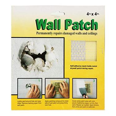 Imagem de Vomeko Patch de parede de fibra de vidro de 5 peças para fixação de cavidades de drywall e danos no teto Malha autoadesiva, compatível com placa de gesso e tinta resistente a rachaduras e encolhimento. (10 x 10 cm)