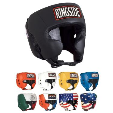 Imagem de Ringside Capacete de boxe de competição, capacete de couro aprovado pelos EUA com proteção contra bochechas, ótimo para MMA, Muay Thai, Kickboxing e treinamento, ideal para homens e mulheres, preto