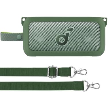 Imagem de co2CREA Capa de silicone macio compatível com alto-falante portátil de alta resolução sem fio Anker Soundcore Motion 300, capa verde