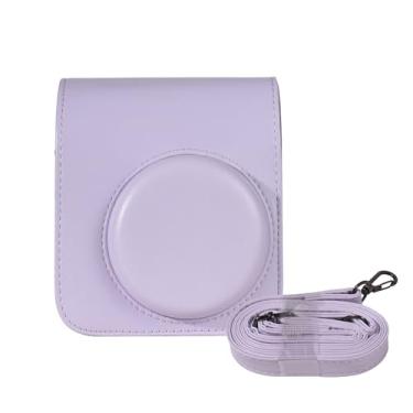 Imagem de Daconovo Capa protetora para câmera instantânea Bolsa de armazenamento de couro PU com alça de ombro removível e ajustável para Fujifilm instax mini 12