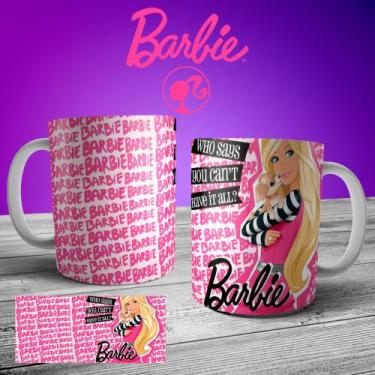 Kit Caneca para pintar Barbie + Jogo de Canetinhas Laváveis em