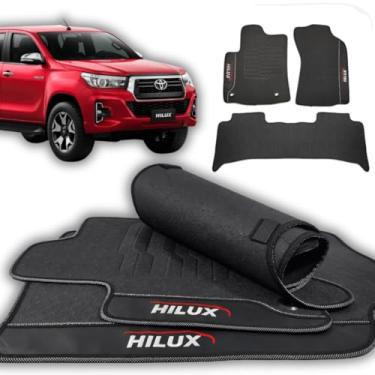 Imagem de Tapete Borracha Compatível Com Hilux 2019 2020 2021 2022 2023 2024 Proteção do Carpete e Assoalho