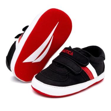 Imagem de Nautica Sapatos de berço para bebês meninos e meninas sola antiderrapante macia para recém-nascidos primeiros andadores sapatos para bebês macios e duráveis leves, confortáveis e fáceis de usar