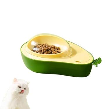 Imagem de Conjunto de tigela elevada para comida de gato e dispensador automático de água, dispensador de água para gatos por gravidade de abacate alimentador lento para cães, bebedouro multifuncional