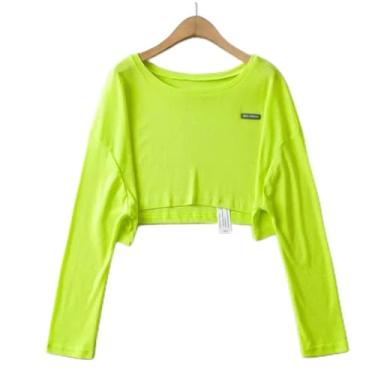 Imagem de SilteD Camiseta SilteD esportiva outono curva exposta umbigo yoga fitness secagem rápida fina solta manga comprida feminina (cor: A, tamanho: tamanho único)