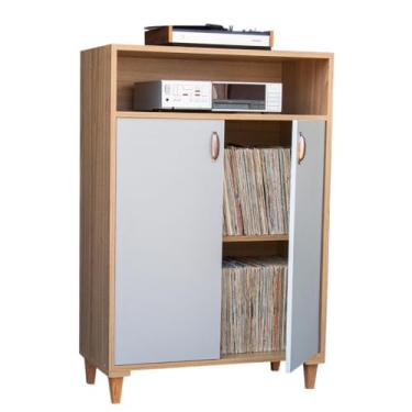 Imagem de Serena Estantes Rack Para Discos De Vinil Com Portas T-40 Cinza Cobalto 109,2 x 81 x 40 (A x L x P) - Altura total: 121 cm