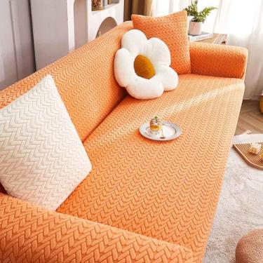 Imagem de Sofá De Estiramento Slipcovers Couch Covers Para Almofada Sofá Non Slip Sofa Cover Washable Furniture Protector (Adequado para 118-141 inch,Laranja)