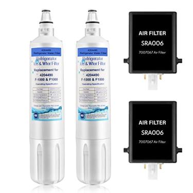 Imagem de Pacote combo de filtro de água 4204490 e cartucho de purificação de ar 7007067 compatível com filtro de ar 4204490, 4290510, filtro de água de geladeira, 7042798/7007067, 2 filtros de água e 2 filtros