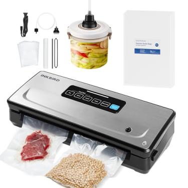 Imagem de Máquina seladora a vácuo com 55 sacos seladores de alimentos de 20 x 30 cm e rolo a vácuo de 28 cm x 305 cm, máquina de selagem a vácuo INKBIRD com modos de selagem a vácuo seco|úmido|líquido|pulsação