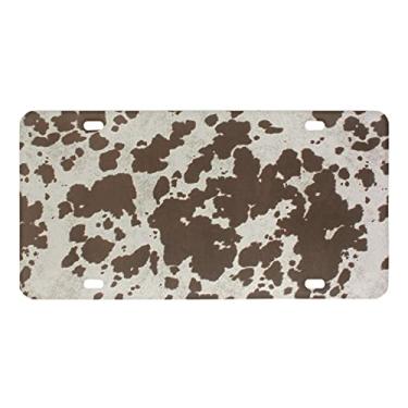 Imagem de GOSTONG Brown Vacas Impressão Novidade Suporte de Placa de Licença Frontal para Homens Mulheres, Alumínio Metal Auto Tag Acessórios de Veículo Protetor Decoração para Ajuste Universal Maioria dos Carros, Caminhão, RV, Trailer