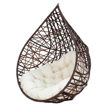 Imagem de Cadeira Balanço Ninho Suspenso Gota Tramado C- Almofada Acesse Móveis Tabaco C- Branco Gelo