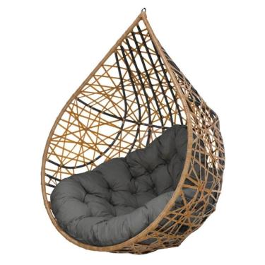Imagem de Cadeira Balanço Ninho Suspenso Gota Tramado C- Almofada Impermeável Acesse Móveis Caramelo-cinza