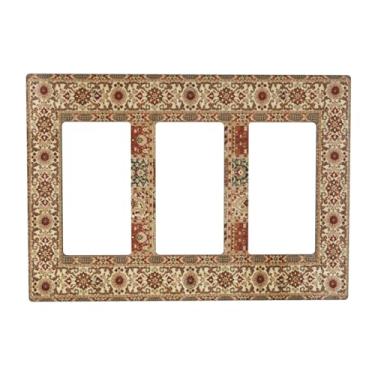Imagem de Wpshijia Vintage Boêmio Floral Mandala Areia Marrom 3 Gang Rocker Interruptor Capas de Interruptor de Luz Tripla Tomada Placa Decorativa Placa de Comutação Frontal GFCI para Decoração de Quarto de