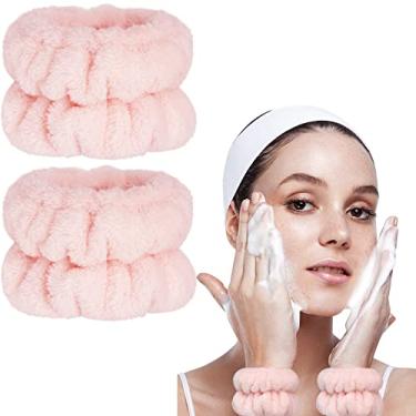 Imagem de Taocar 2 pulseiras para lavar o rosto, pulseiras de microfibra para lavar o rosto, toalhas de pulso de braço, pulseiras de lavagem facial de spa, faixa de lavagem absorvente elástica para mulheres e