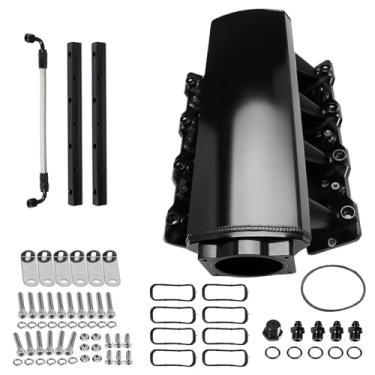 Imagem de PUZZLEDEER Coletor de admissão superior preto de 92 mm para Chevy 4.8 5.3 5.7 6.0 para cabeças de porta LS Cathedral para motores LS1 LS2 LS6 LS