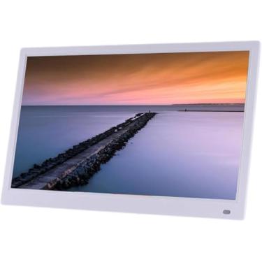 Imagem de Porta-retratos digital multifuncional de 27 polegadas e 32 polegadas, com detecção de corpo humano, pode ser montado na parede, suporta exibição de calendário de vídeo de imagem, branco, 32